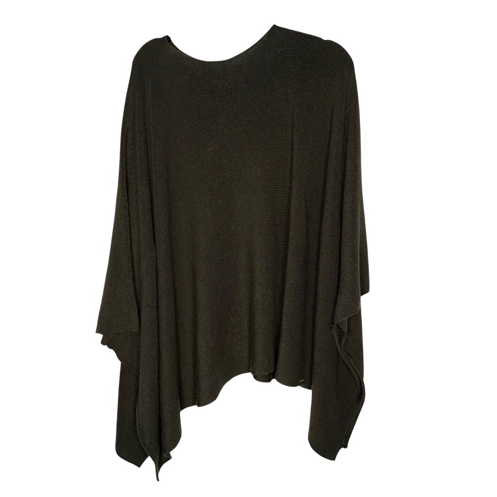 Lululemon Poncho Women OS Olive Green Fair Merino Wool Ribbed Knit Wrap
